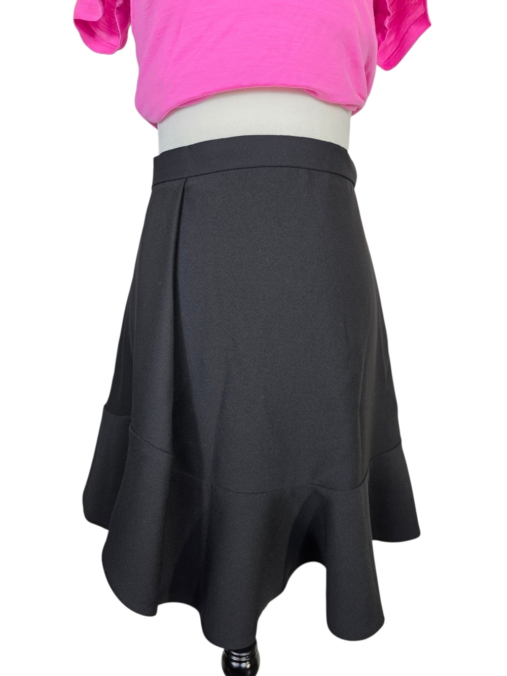 Carven Black A-Line Skirt with Flounced Hem